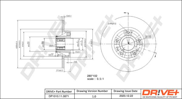 Dr!ve+ DP1010.11.0871 - Гальмівний диск autozip.com.ua