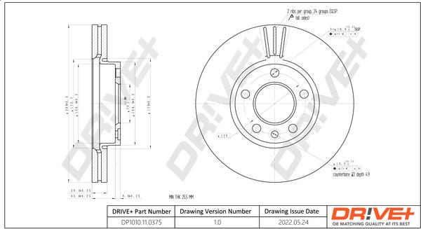 Dr!ve+ DP1010.11.0375 - Гальмівний диск autozip.com.ua