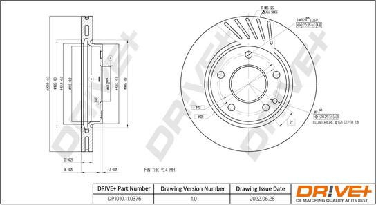 Dr!ve+ DP1010.11.0376 - Гальмівний диск autozip.com.ua