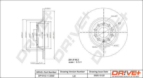 Dr!ve+ DP1010.11.0252 - Гальмівний диск autozip.com.ua