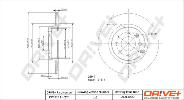 Dr!ve+ DP1010.11.0261 - Гальмівний диск autozip.com.ua