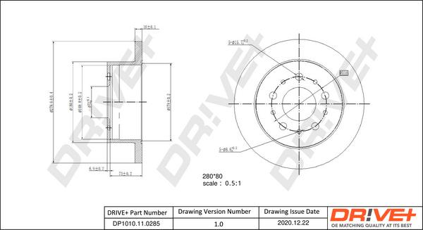 Dr!ve+ DP1010.11.0285 - Гальмівний диск autozip.com.ua