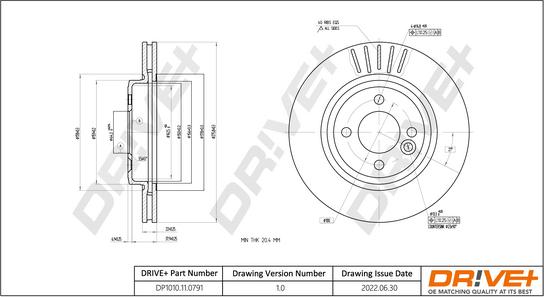 Dr!ve+ DP1010.11.0791 - Гальмівний диск autozip.com.ua