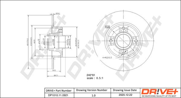 Dr!ve+ DP1010.11.0798 - Гальмівний диск autozip.com.ua