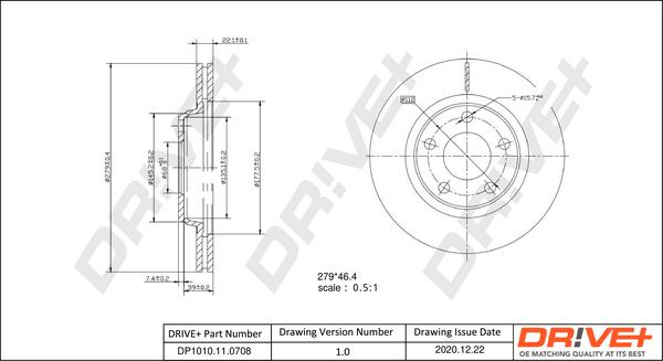 Dr!ve+ DP1010.11.0708 - Гальмівний диск autozip.com.ua