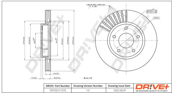 Dr!ve+ DP1010.11.1570 - Гальмівний диск autozip.com.ua