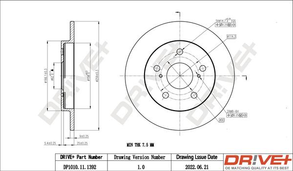 Dr!ve+ DP1010.11.1392 - Гальмівний диск autozip.com.ua