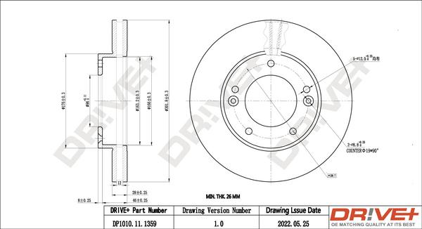 Dr!ve+ DP1010.11.1359 - Гальмівний диск autozip.com.ua