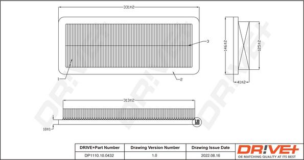 Dr!ve+ DP1110.10.0432 - Повітряний фільтр autozip.com.ua