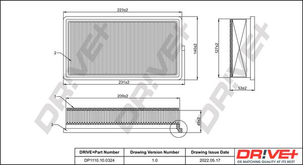 Dr!ve+ DP1110.10.0324 - Повітряний фільтр autozip.com.ua