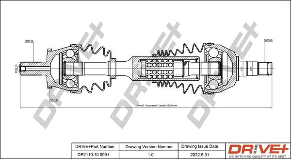 Dr!ve+ DP2110.10.0991 - Приводний вал autozip.com.ua