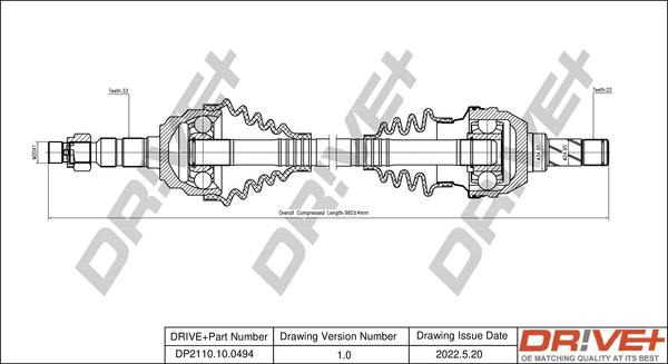 Dr!ve+ DP2110.10.0494 - Приводний вал autozip.com.ua