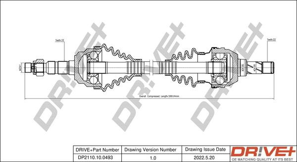 Dr!ve+ DP2110.10.0493 - Приводний вал autozip.com.ua