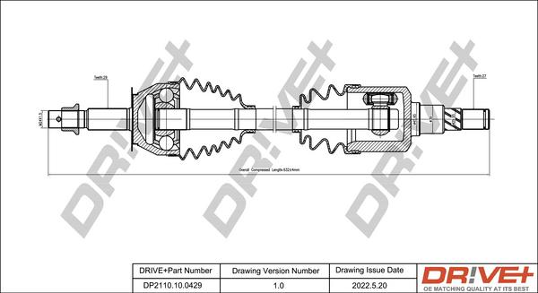 Dr!ve+ DP2110.10.0429 - Приводний вал autozip.com.ua