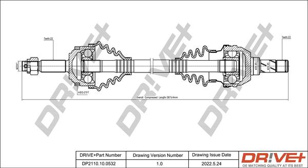 Dr!ve+ DP2110.10.0532 - Приводний вал autozip.com.ua