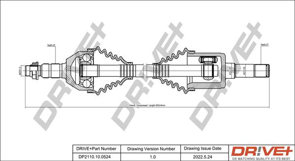 Dr!ve+ DP2110.10.0524 - Приводний вал autozip.com.ua