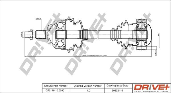 Dr!ve+ DP2110.10.0090 - Приводний вал autozip.com.ua