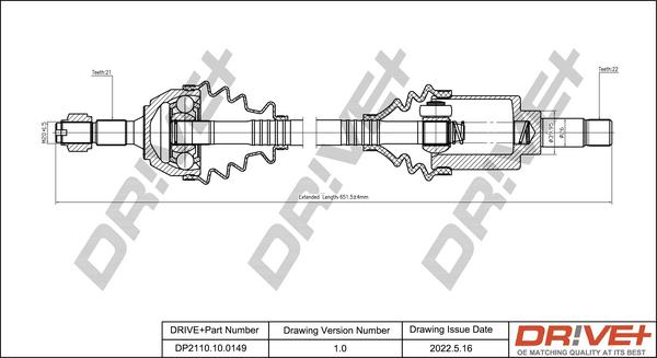 Dr!ve+ DP2110.10.0149 - Приводний вал autozip.com.ua