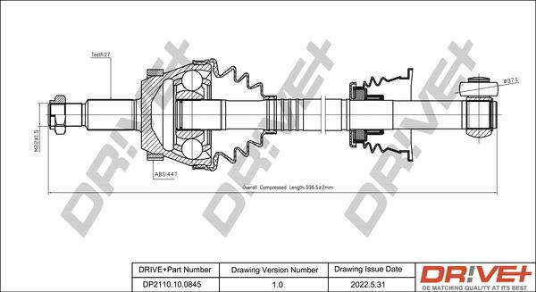 Dr!ve+ DP2110.10.0845 - Приводний вал autozip.com.ua