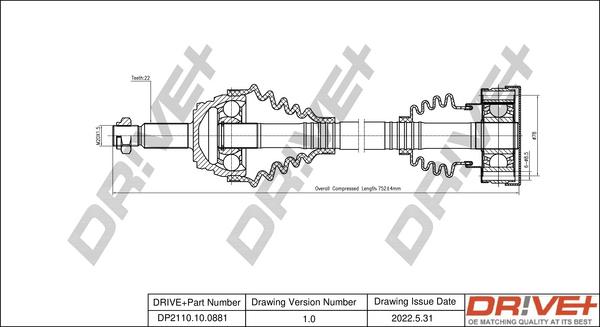 Dr!ve+ DP2110.10.0881 - Приводний вал autozip.com.ua