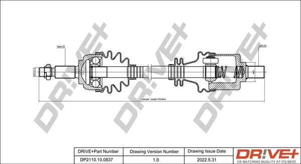 Dr!ve+ DP2110.10.0837 - Приводний вал autozip.com.ua