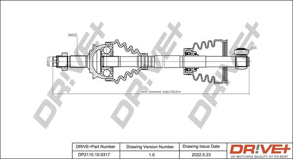 Dr!ve+ DP2110.10.0317 - Приводний вал autozip.com.ua