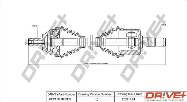 Dr!ve+ DP2110.10.0383 - Приводний вал autozip.com.ua