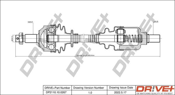Dr!ve+ DP2110.10.0267 - Приводний вал autozip.com.ua