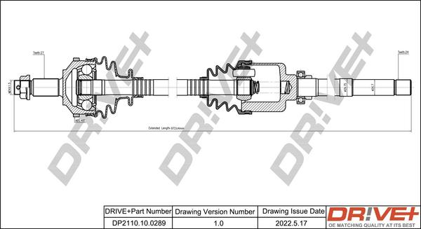 Dr!ve+ DP2110.10.0289 - Приводний вал autozip.com.ua