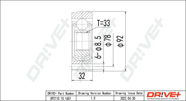 Dr!ve+ DP2110.10.1651 - Шарнірний комплект, ШРУС, приводний вал autozip.com.ua