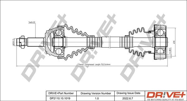 Dr!ve+ DP2110.10.1019 - Приводний вал autozip.com.ua
