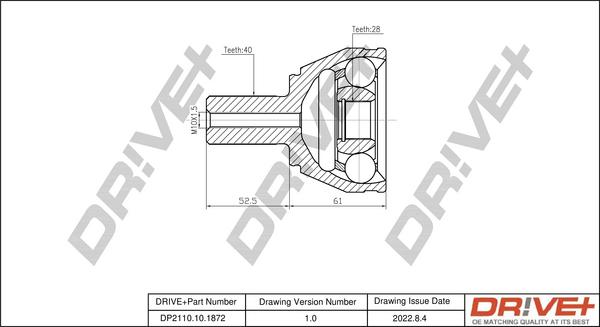 Dr!ve+ DP2110.10.1872 - Шарнірний комплект, ШРУС, приводний вал autozip.com.ua