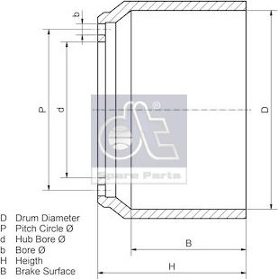 DT Spare Parts 4.62952 - Гальмівний барабан autozip.com.ua