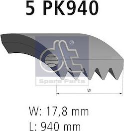 DT Spare Parts 12.15407 - Поліклиновий ремінь autozip.com.ua