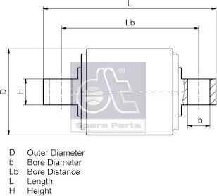 DT Spare Parts 3.96645 - Сайлентблок, важеля підвіски колеса autozip.com.ua