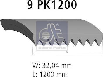 DT Spare Parts 3.34315 - Поліклиновий ремінь autozip.com.ua