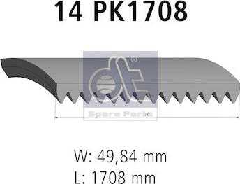DT Spare Parts 3.34337 - Поліклиновий ремінь autozip.com.ua