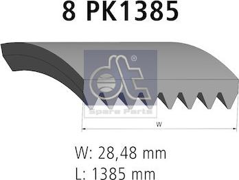 DT Spare Parts 2.21201 - Поліклиновий ремінь autozip.com.ua