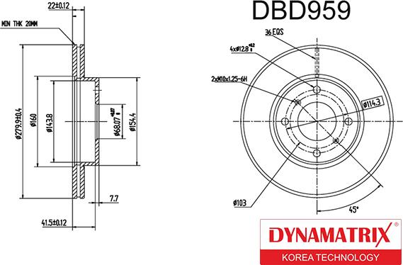 Dynamatrix DBD959 - Гальмівний диск autozip.com.ua