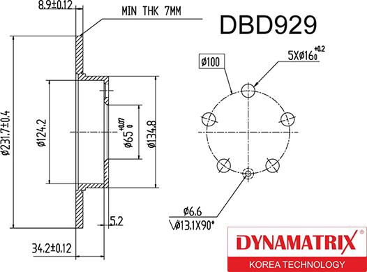 Dynamatrix DBD929 - Гальмівний диск autozip.com.ua