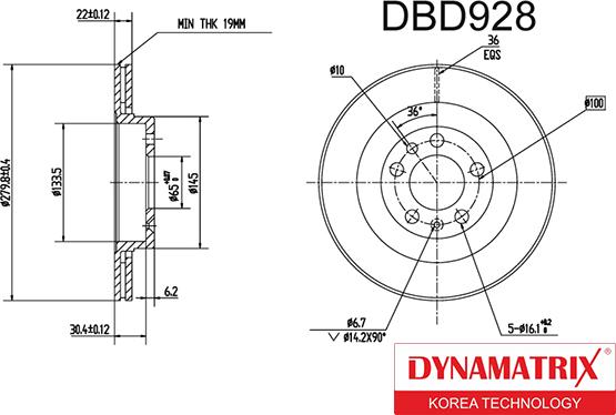 Dynamatrix DBD928 - Гальмівний диск autozip.com.ua