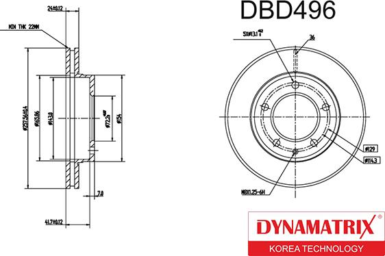 Dynamatrix DBD496 - Гальмівний диск autozip.com.ua