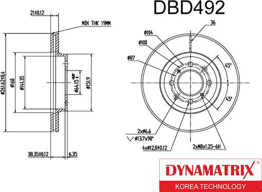 Dynamatrix DBD492 - Гальмівний диск autozip.com.ua
