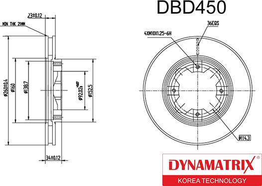 Dynamatrix DBD450 - Гальмівний диск autozip.com.ua