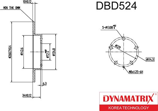 Dynamatrix DBD524 - Гальмівний диск autozip.com.ua