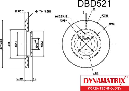 Dynamatrix DBD521 - Гальмівний диск autozip.com.ua