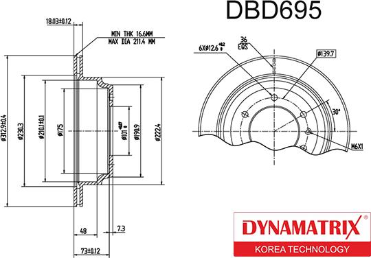 Dynamatrix DBD695 - Гальмівний диск autozip.com.ua