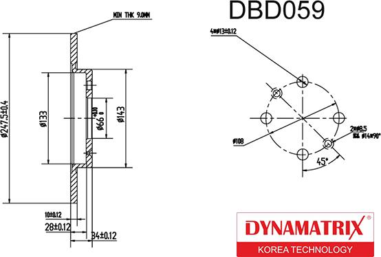 Dynamatrix DBD059 - Гальмівний диск autozip.com.ua