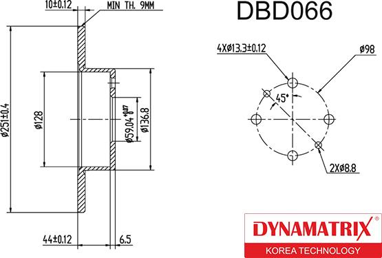 Dynamatrix DBD066 - Гальмівний диск autozip.com.ua