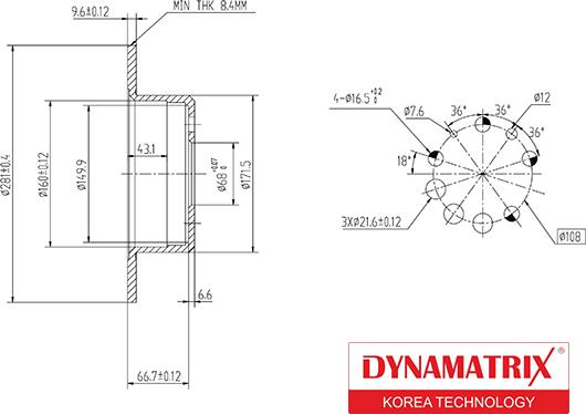 Dynamatrix DBD080 - Гальмівний диск autozip.com.ua